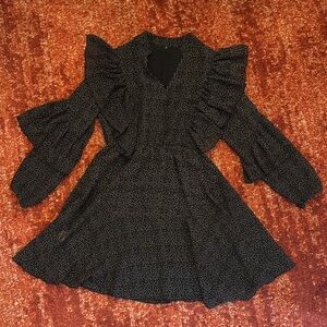 Girls' Black Polka Dot Ruffle Dress